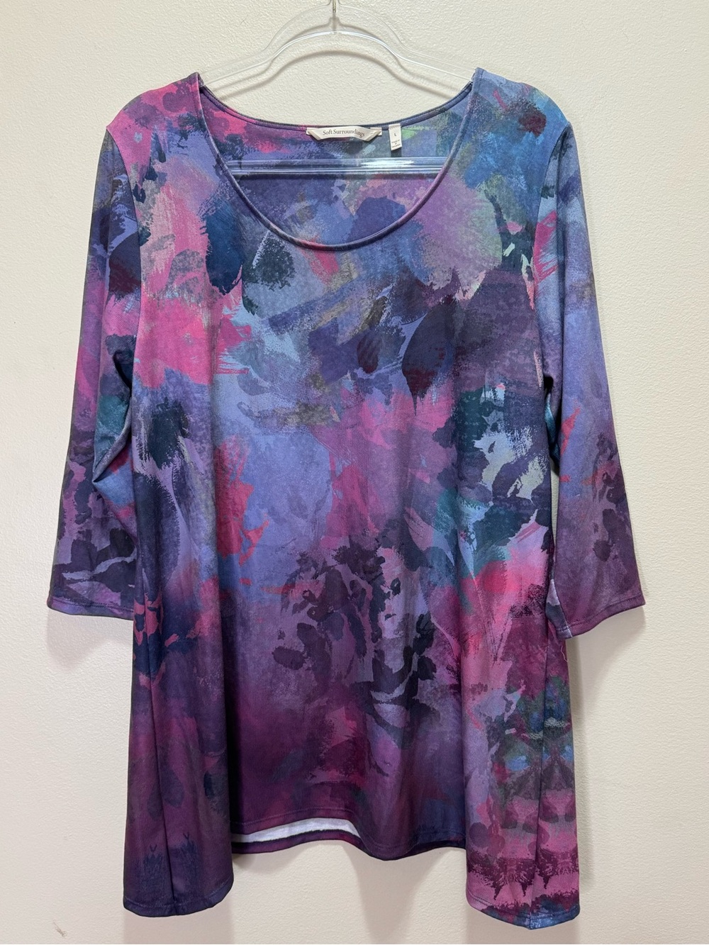 Soft Surroundings Purple & Pink Abstract Scoop Neck Tunic